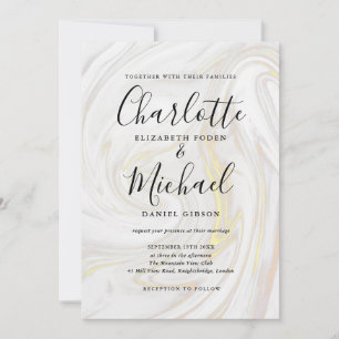 Invitation Mariage élégant à l'encre de marbre Agate