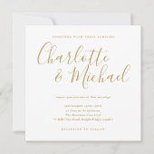 Invitation Mariage élégant à l'encre dorée (Devant)