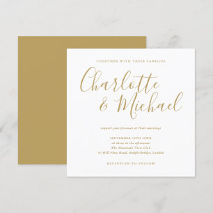 Invitation Mariage élégant à l'encre dorée