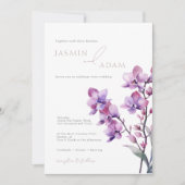 Invitation Mariage Élégant à l'Orchidée Violette (Devant)