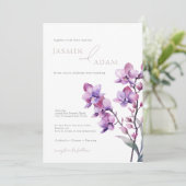 Invitation Mariage Élégant à l'Orchidée Violette (Debout devant)