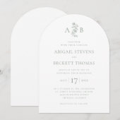 Invitation Mariage Élégant à Monogramme Botanique (Devant / Derrière)