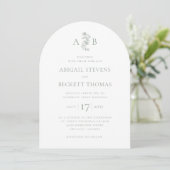 Invitation Mariage Élégant à Monogramme Botanique (Debout devant)
