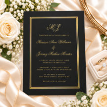 Mariage élégant à monogramme en noir et or écritur