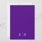 Invitation Mariage élégant à monogramme violet  (Dos)