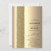 Invitation Mariage élégant à paillettes dorées (Devant)