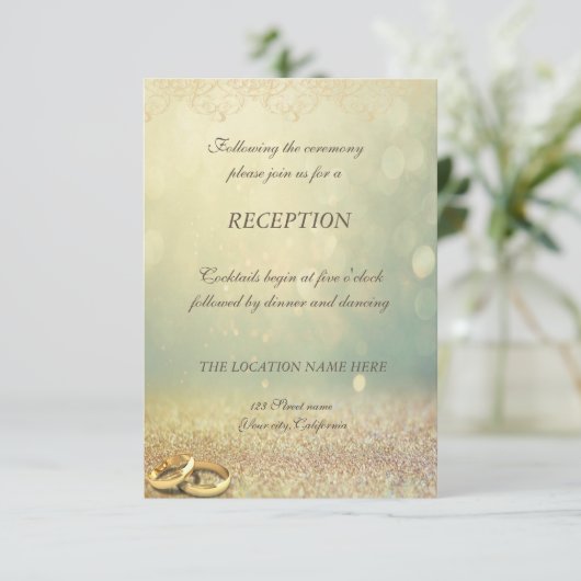 Invitation Mariage élégant à paillettes et Bokeh (Debout devant)