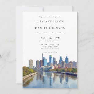 Invitation Mariage élégant à Philadelphie avec vue sur la sky