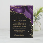 Invitation Mariage élégant agate pourpre et or (Debout devant)