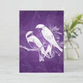 Invitation Mariage élégant Amour Oiseaux Violet (Debout devant)