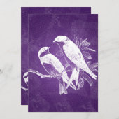 Invitation Mariage élégant Amour Oiseaux Violet (Devant / Derrière)