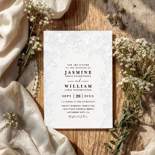 Invitation Mariage élégant antique avec code QR en relief orn