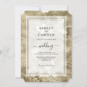 Invitation Mariage Élégant Antique Doré (Devant)