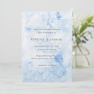 Invitation Mariage élégant aquarelle bleue moderne