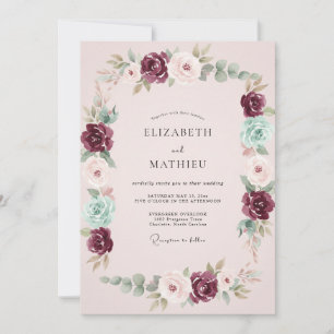 Invitation Mariage élégant aquarelle de Bourgogne