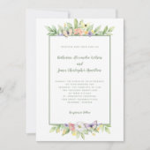 Invitation Mariage Élégant Aquarelle Floral Papillon Vert (Devant)