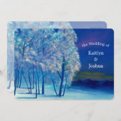 Invitation Mariage Élégant Arbres Givrés d'Hiver (Devant / Derrière)