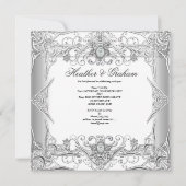 Invitation Mariage élégant Argent Diamant Blanc Bijou (Dos)