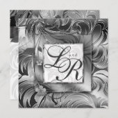 Invitation Mariage élégant Argent métallisé floral (Devant / Derrière)