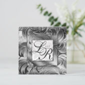 Invitation Mariage élégant Argent métallisé floral (Debout devant)