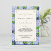 Invitation Mariage Élégant Art Déco Fleur Hydrangea Bleue (Debout devant)