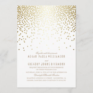 Invitation Mariage élégant Art Déco Gold Confetti Vintage