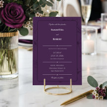Mariage Élégant Art Linéaire Fleur Pourpre Prune