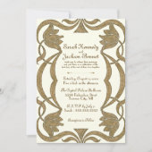 Invitation Mariage élégant Art Nouveau ivoire et or (Devant)