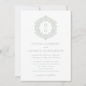 Invitation Mariage Élégant au Blason Vert Hérité (Devant)