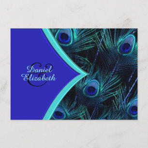 Invitation Mariage élégant au bleu sarcelle et bleu royal de