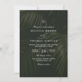 Invitation Mariage élégant au code QR avec feuilles de palmie (Devant)