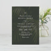 Invitation Mariage élégant au code QR avec feuilles de palmie (Debout devant)