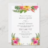 Invitation Mariage élégant au code QR floral à l'Hibiscus tro (Devant)