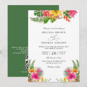 Invitation Mariage élégant au code QR floral à l'Hibiscus tro (Devant / Derrière)