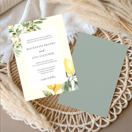 Invitation Mariage Élégant au Jardin de Citron