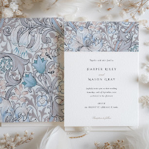 Invitation Mariage Élégant au Lys Doré Classique Pastel Morri