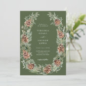 Invitation Mariage Élégant au Pin Vert (Debout devant)
