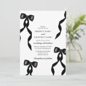 Invitation Mariage élégant au ruban noir (Debout devant)