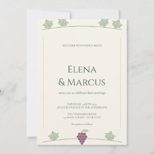 Invitation Mariage Élégant au Vignoble Raisin