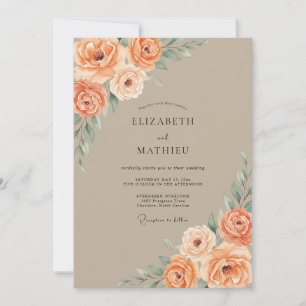 Invitation Mariage Élégant Automnal Abricot