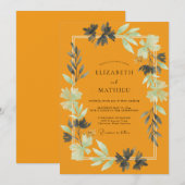 Invitation Mariage Élégant aux Feuilles de Moutarde (Devant / Derrière)
