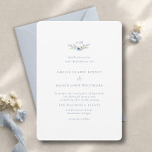 Mariage Élégant aux Fleurs de Bleu Poussiéreux ave