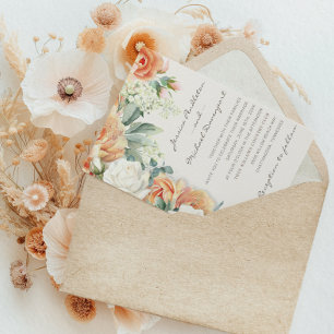 Invitation Mariage Élégant aux Fleurs de Pêcher Blanches et à