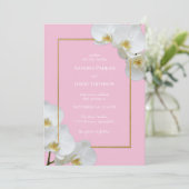 Invitation mariage élégant aux fleurs d'orchidées blanches (Debout devant)