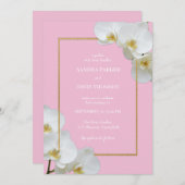 Invitation mariage élégant aux fleurs d'orchidées blanches (Devant / Derrière)
