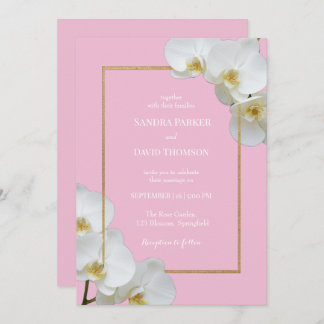 Invitation mariage élégant aux fleurs d'orchidées blanches