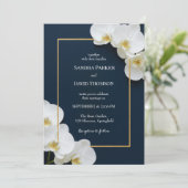 Invitation mariage élégant aux fleurs d'orchidées blanches (Debout devant)