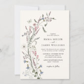 Invitation Mariage Élégant aux Fleurs Sauvages (Devant)