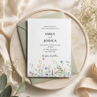 Invitation Mariage Élégant aux Fleurs Sauvages