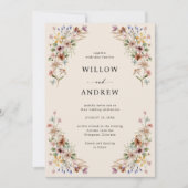 Invitation Mariage Élégant aux Fleurs Sauvages (Devant)